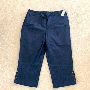 Dress Barn Capris. Denim Size 16w. Detail on sides of the legs.